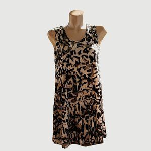 NEW DIRECTIONS BEIGE/BLACK SLEEVELESS TANK SWING DRESS SIZE MEDIUM